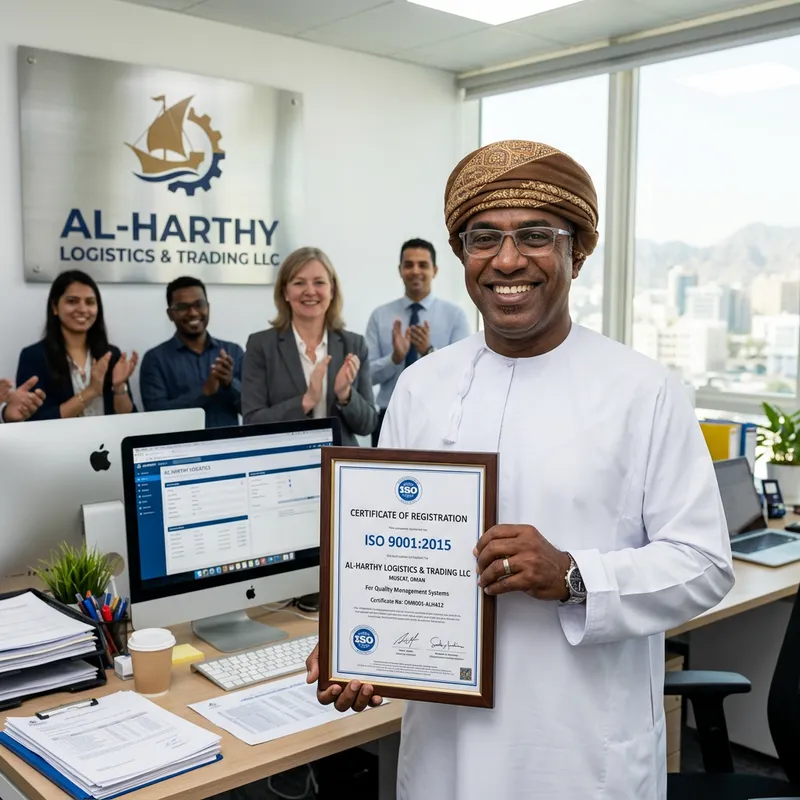 Proud Omani Businessman Receives ISO Certification in Traditional Attire