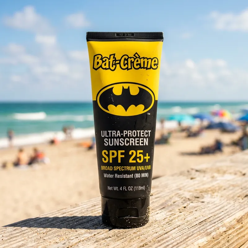 Bat-Crème: Realistic Sunscreen with Batman Signal
