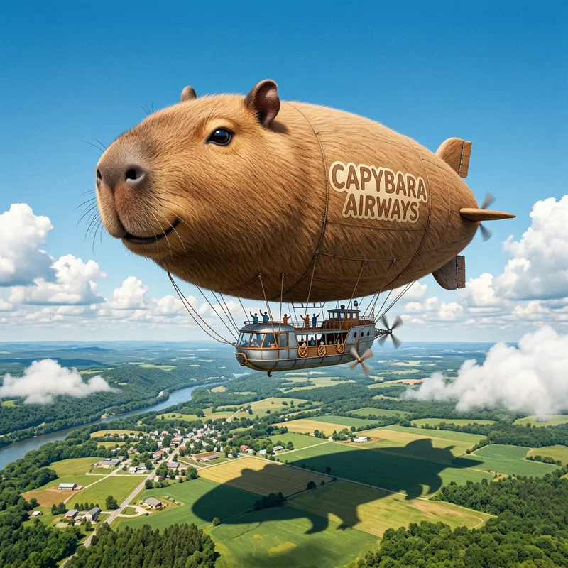 Capybara-Shaped Blimp: Whimsical Airship Design Inspired by Giant Rodent Capybara-Shaped Blimp: Whimsical Airship Design Inspired by Giant Rodent