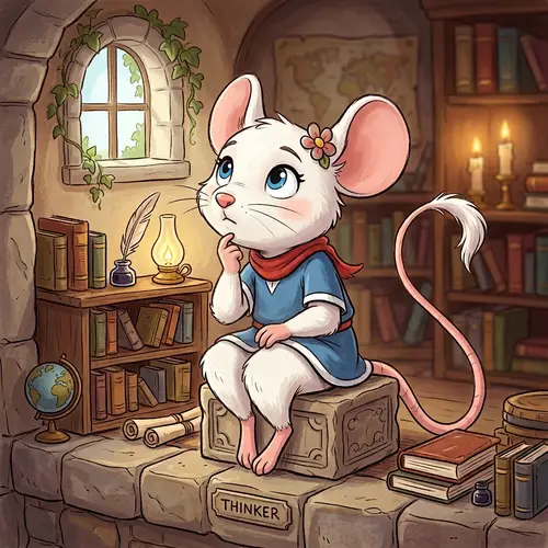 Intelligent Female Mouse Character in Cartoon Style