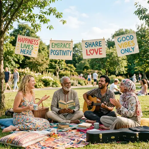 Diverse Group Sharing Positive Testimonials in Peaceful Park