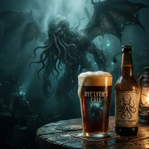 Ancient Colossal Creature and Crafted Beer - Lovecraftian Scene