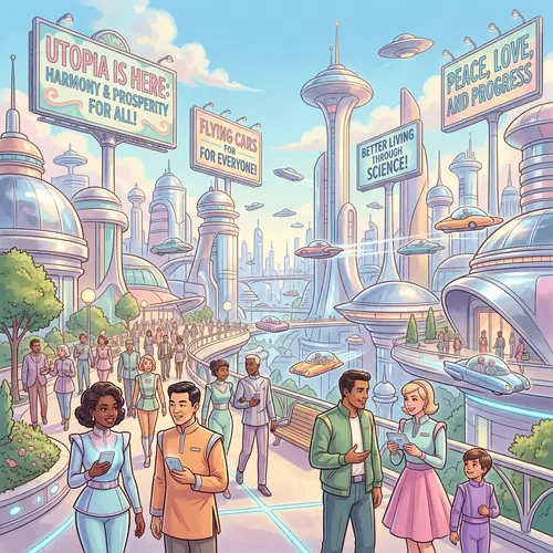 Retro-Futurism: 1950s Sci-Fi Inspired World with Futuristic Buildings