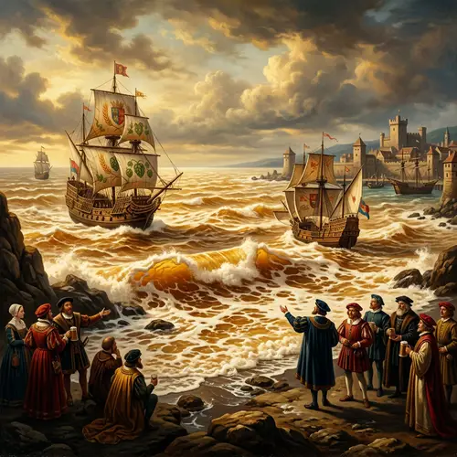 Renaissance-style Ocean of Frothy Beer | Vibrant Colors & Chiaroscuro Technique