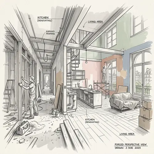 Unique Renovation Sketch: Blending Digital Painting and Architecture