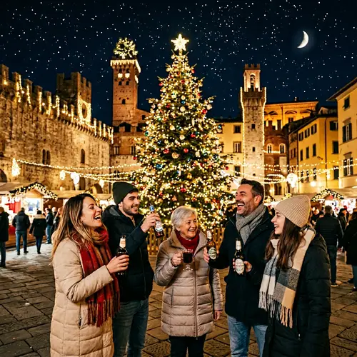 Festive Christmas Scene in Historic Lucca, Italy