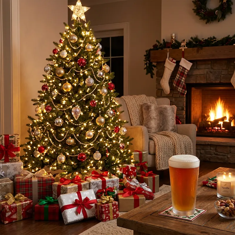 Festive Christmas Tree, Gifts & Beer - Albero, Regali, Birra - Natale