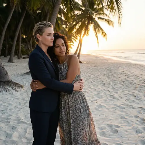 Melancholy Romance: Multicultural Love Story on Seashore