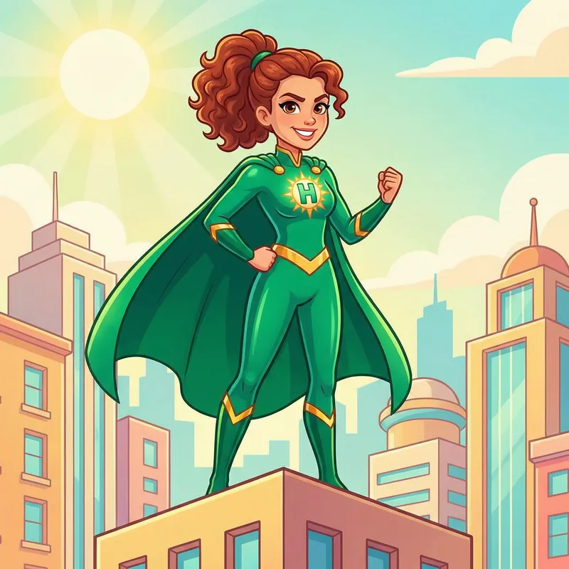 Charming Female Green Superman: Determined & Hopeful Superhero Charming Female Green Superman: Determined & Hopeful Superhero