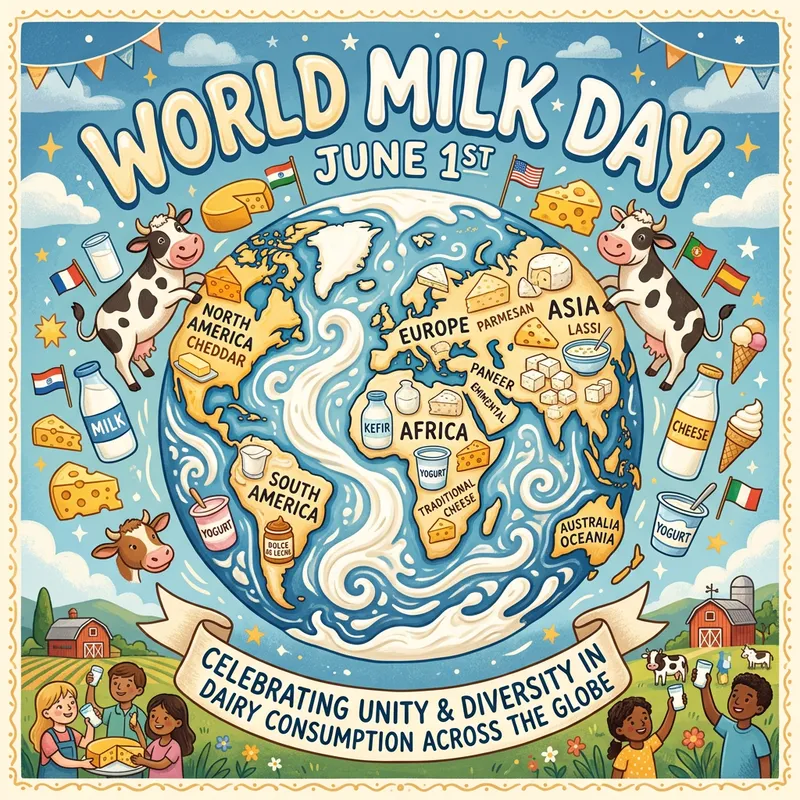 World Milk Day Globe: Diversity in Dairy Illustration