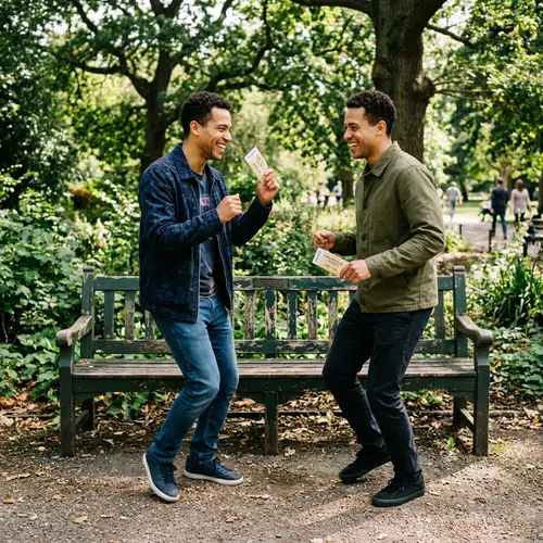 Joyful Dance of Adult Twins in the Park