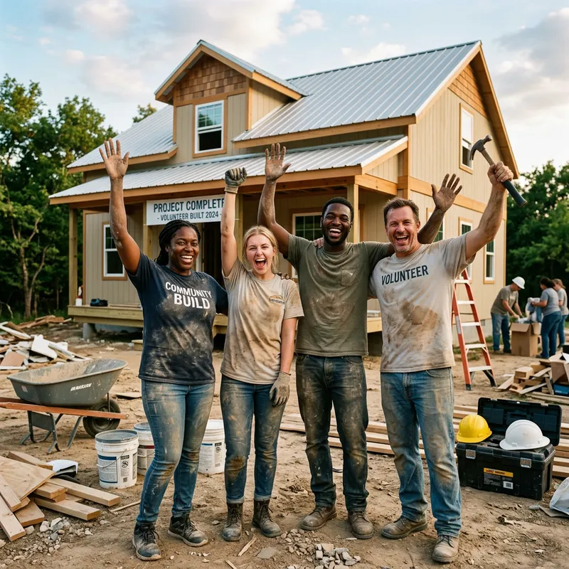 Diverse Volunteers Rejoice at Task Completion