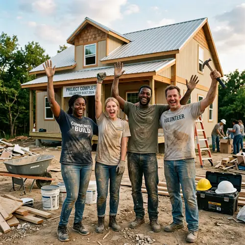 Multicultural Volunteers Celebrate Completed Project