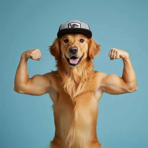 Dog Lifting Weights in a Baseball Cap