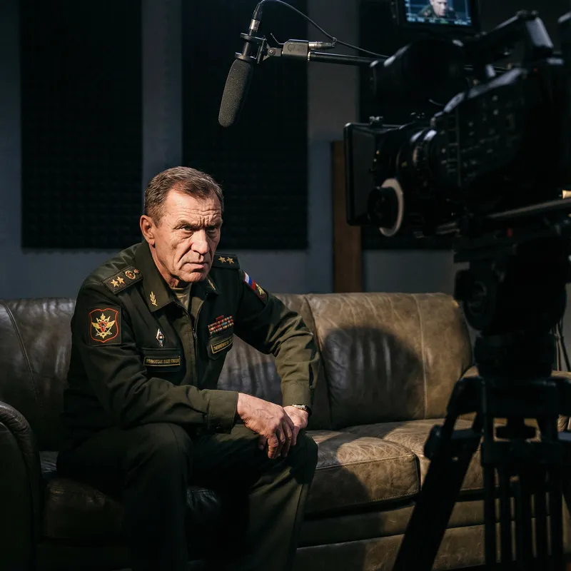 Dramatic Portrait of Russian Military Interview