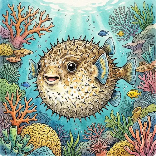 Colorful Cartoon Pufferfish Illustration