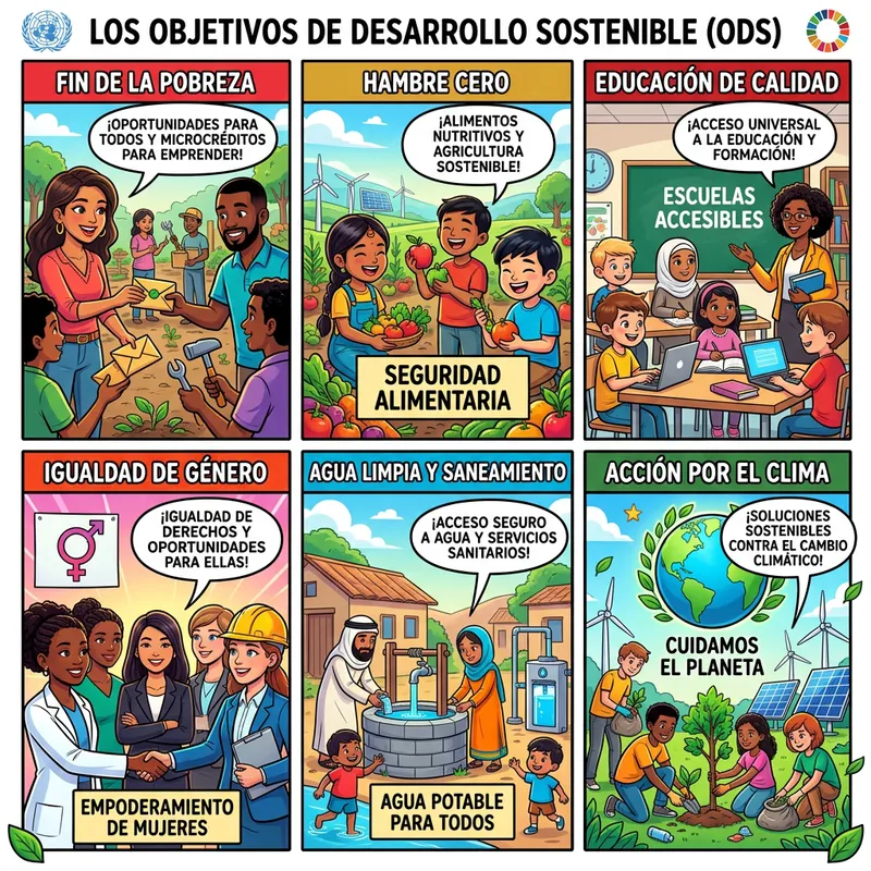 UN Objectives Comic Strip: Engaging Spanish Illustrations UN Objectives Comic Strip: Engaging Spanish Illustrations