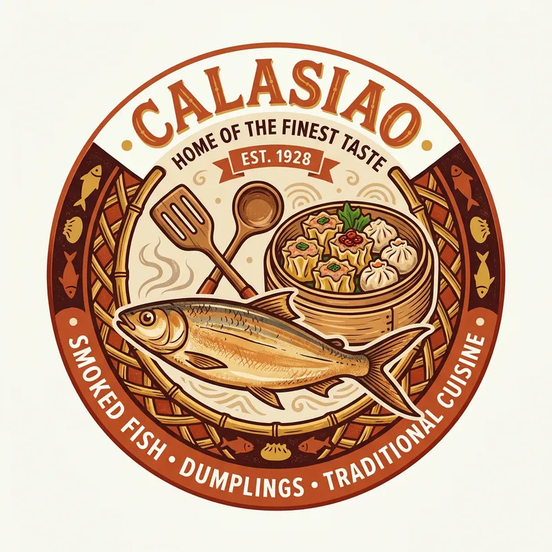 Unique Calasiao Smoked Fish Logo with Siomai & Dumplings Unique Calasiao Smoked Fish Logo with Siomai & Dumplings