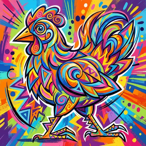 Abstract Chicken Art: Visual Exploration of Shape & Color
