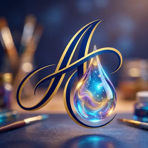 Modern Calligraphy 'A' with Resin Drop Symbol