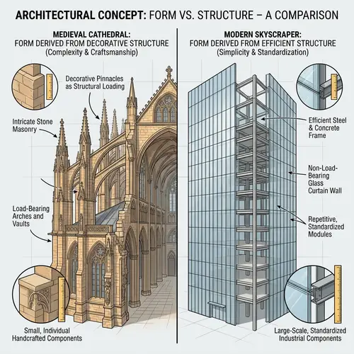 Modern Skyscraper vs. Medieval Cathedral: Form and Structure Comparison