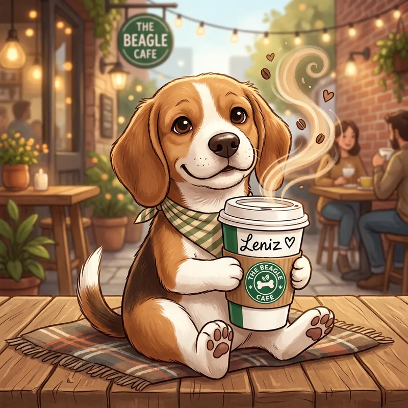 Adorable Snoopy with Starbucks Cup & Leniz