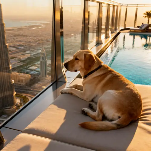 Relaxed Dog at Burj Khalifa Observation Deck