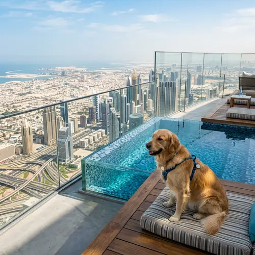 Relaxed Dog at Burj Khalifa Observation Deck