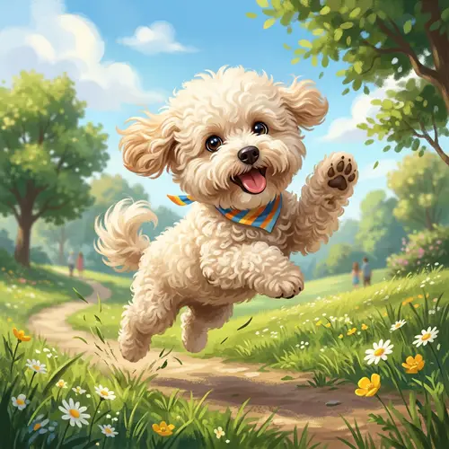Adorable Fluffy Dog Illustration | Playful and Energetic Pet