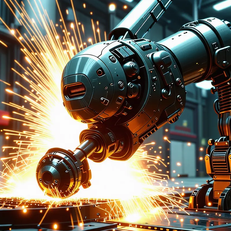 Robotic Arm Cutting Metal Spraying Sparks - PlayStation 2 Graphics Robotic Arm Cutting Metal Spraying Sparks - PlayStation 2 Graphics