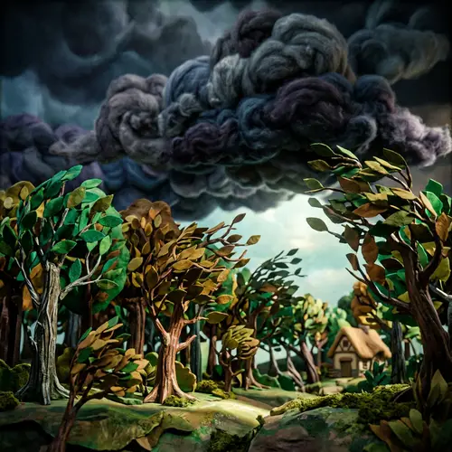 Dark Clouds Over Vibrant Forest | 3D Pixar Style Animation