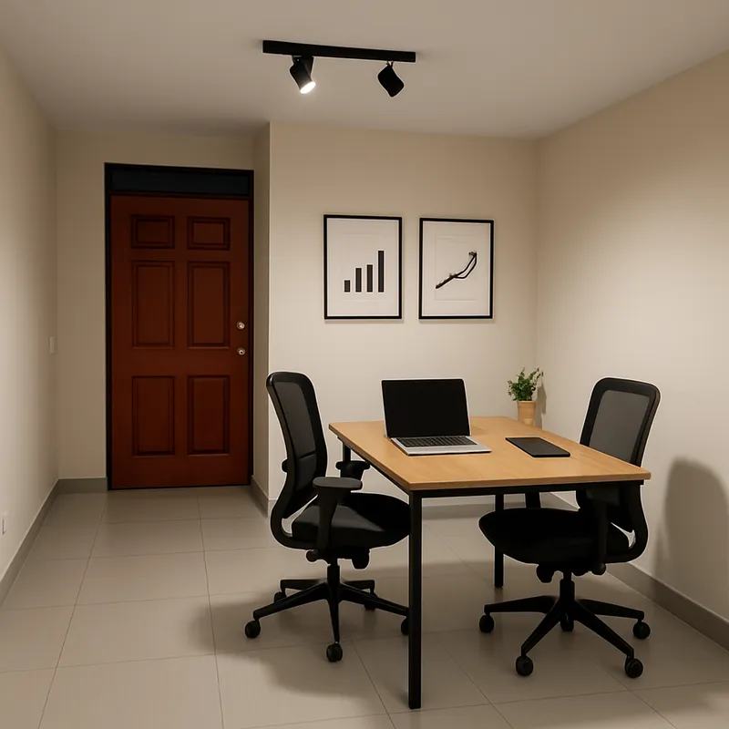 Modern Office Setup with Desk and Laptop