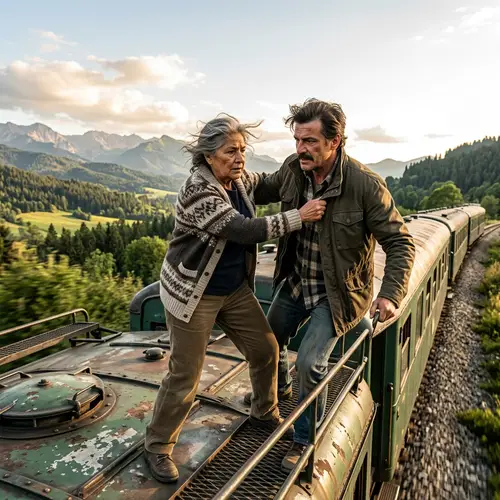 Elderly Hispanic Woman vs. Romanian Man on Moving Train