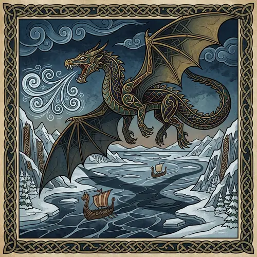 Viking Dragon: Majestic Norse Mythology Scene