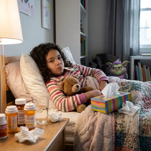 Child Struggling with Illness - Healing and Wellness Depiction