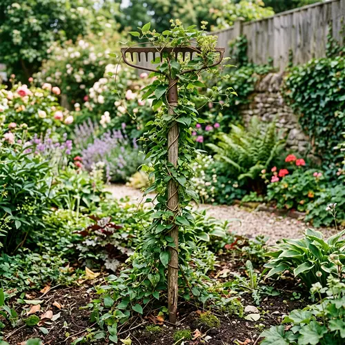 Vine-Wrapped Rake: Garden Tool Art