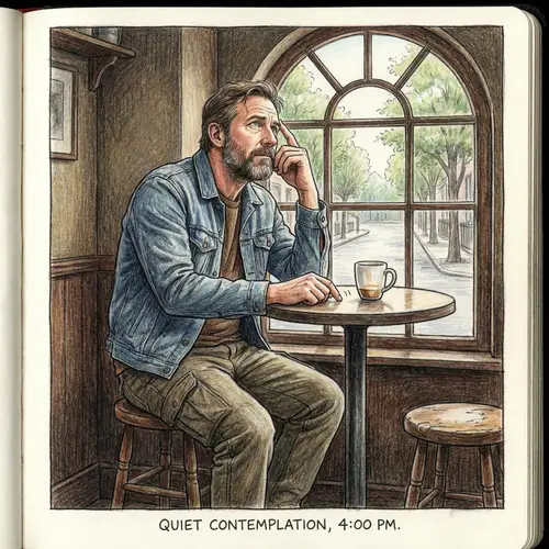 Middle-aged Caucasian Man Lost in Thought | Solitude Scene