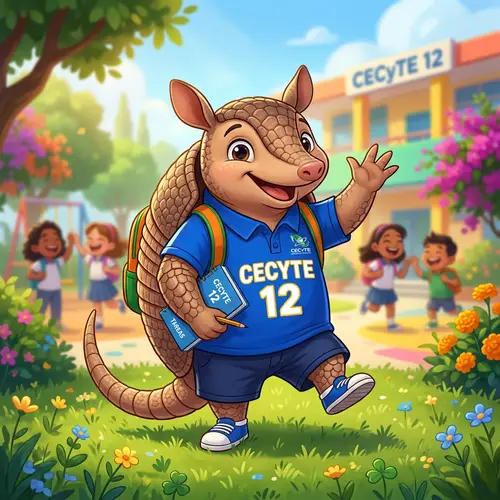 Cheerful Armadillo in School Uniform Illustration