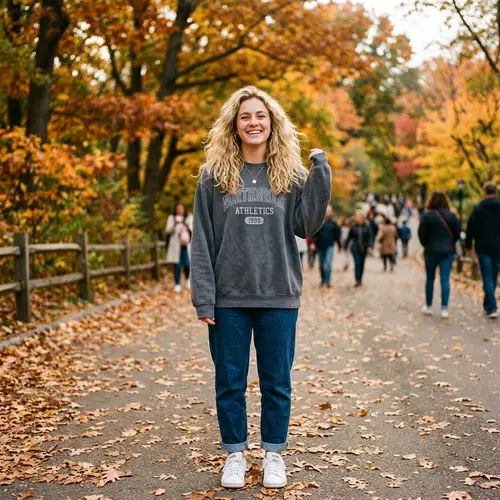 Blonde Woman Smiling in Casual Outfit
