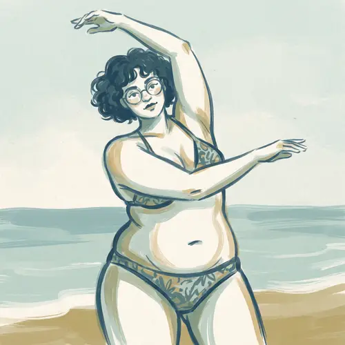 Color Art: Tall Woman in Bikini with Active Pose
