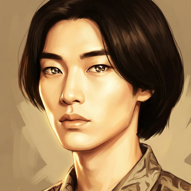 Charming Asian Man - Golden Skin and Angular Eyes