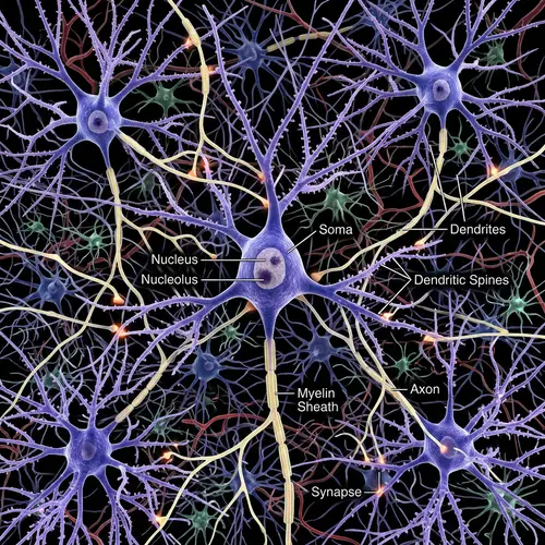 Human Brain Neurons: Complex Network with Dendrites and Axons