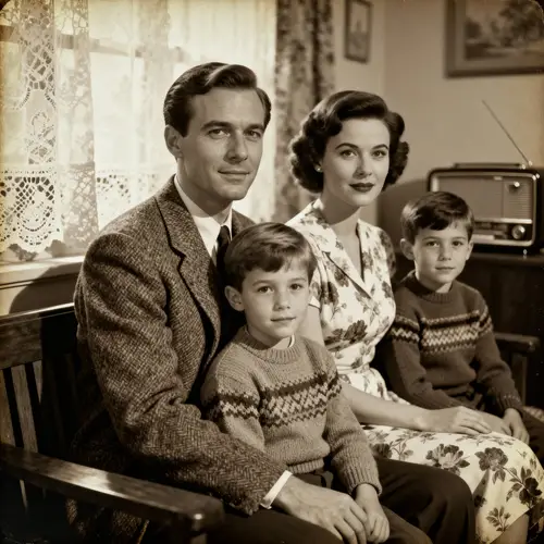 Restored Vintage Family Photograph - Enhanced Details