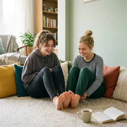 Teen Girls Enjoying Playful Moments Together