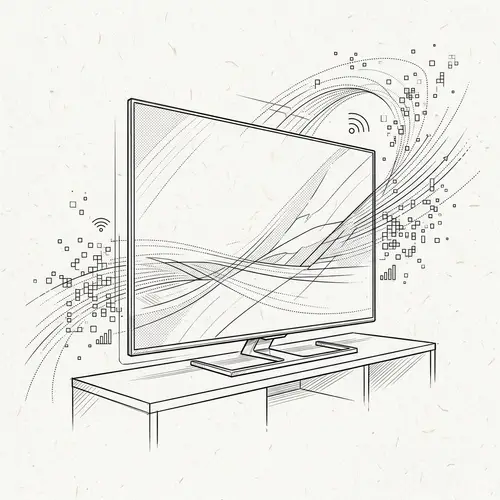 Line Art Sketch of a Modern Television