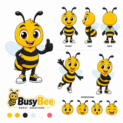 Cheerful Bee Mascot Design - Vector Illustration