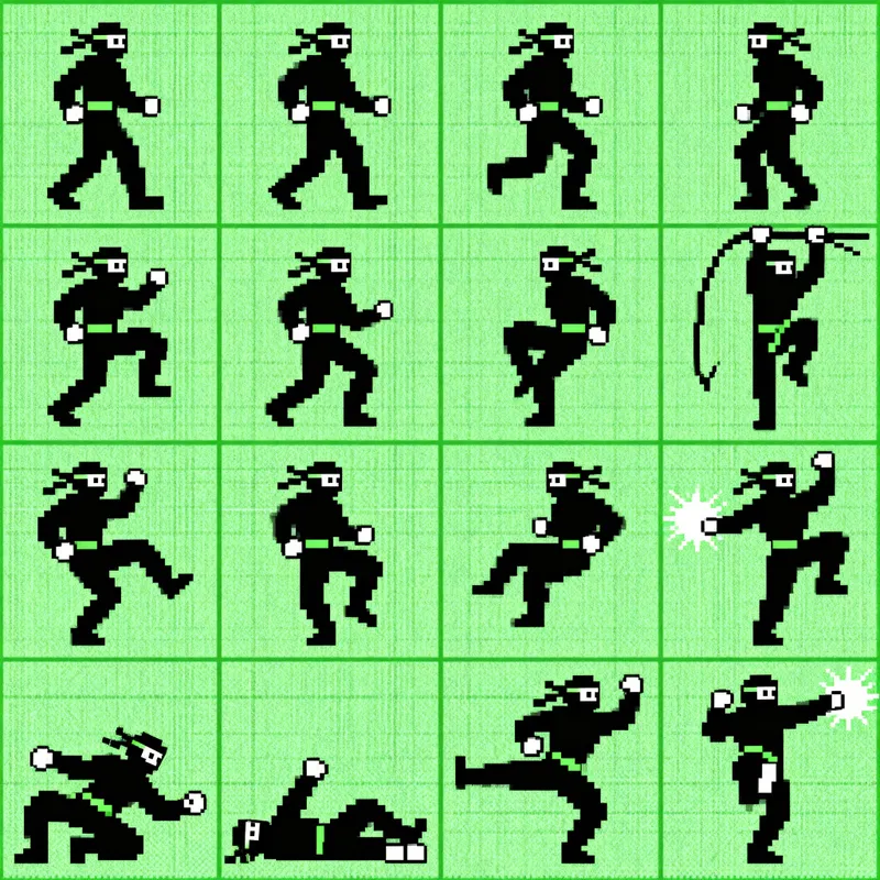 Ninja Sprite Sheet - 4 Way Low Res Arcade Sprites