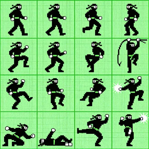 Ninja Sprite Sheet - 4 Way Low Res Arcade Sprites