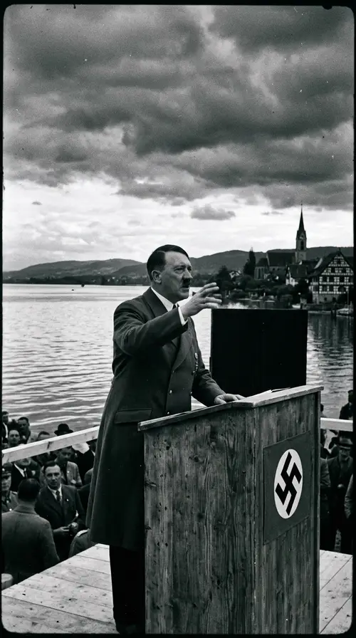 Historic 1930s B&W Photo of Hitler in Radolfzell