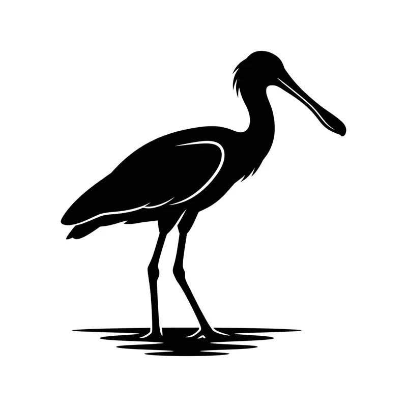 Minimalist Spoonbill Bird Silhouette - High Contrast Art